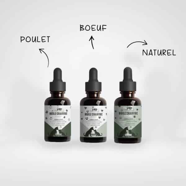 "Pack Trio Gourmet Thilife - Huile de Chanvre aux saveurs Poulet, Naturel et Bœuf
