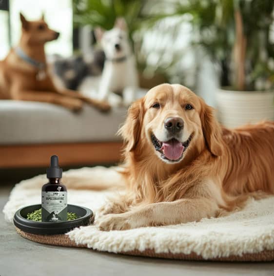 Un compagnon heureux grâce à l'huile de chanvre Thilife
